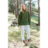 ADULT SHERPA ZIP PULLOVER | SPRUCE - HoneyBug 