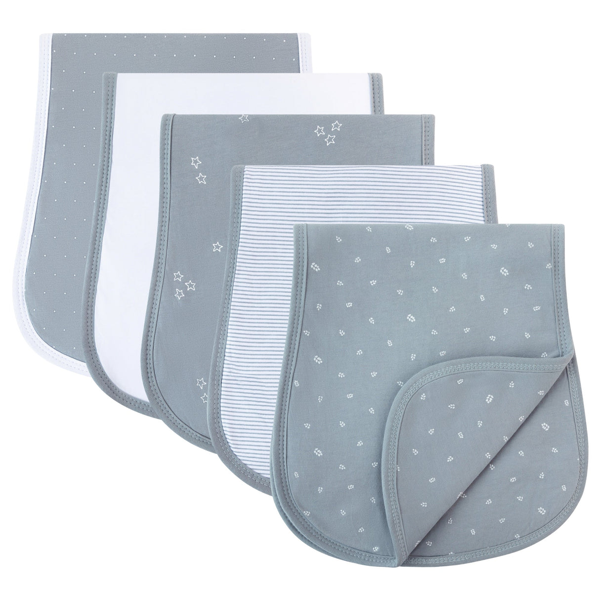 Reversible Burp Cloths - Blue Leaf - HoneyBug 