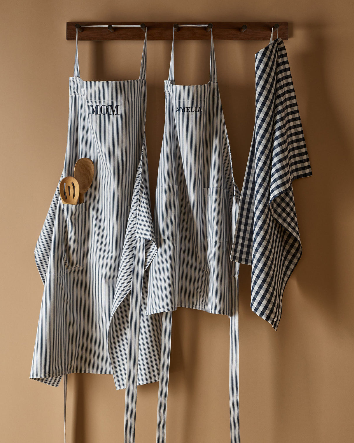 Kid's Apron in Navy French Ticking