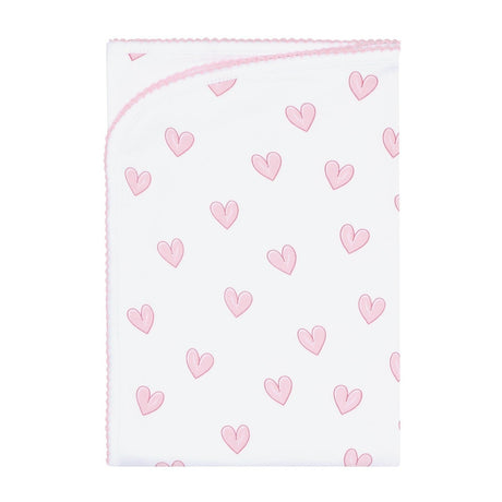 Pink Heart Print Blanket - HoneyBug 