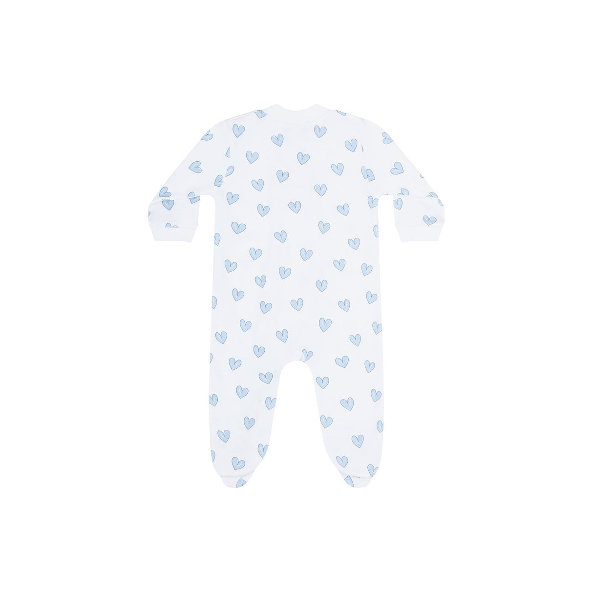 Blue Heart Print Zipper Footie - HoneyBug 