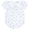 Blue Heart Print Smocked Bubble - HoneyBug 