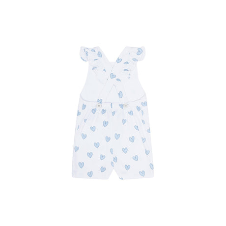 Blue Heart Print Romper - HoneyBug 