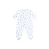 Blue Heart Print Smocked Footie - HoneyBug 