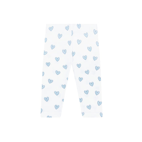 Blue Heart Print Pima Leggings - HoneyBug 