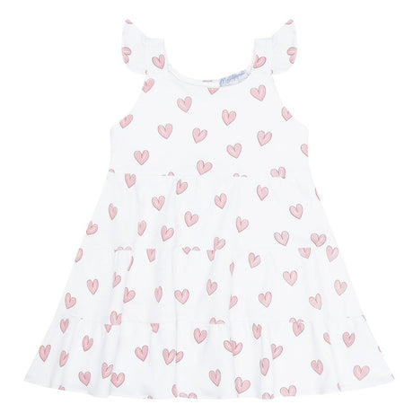 Pink Heart Print Ruffle Dress - HoneyBug 