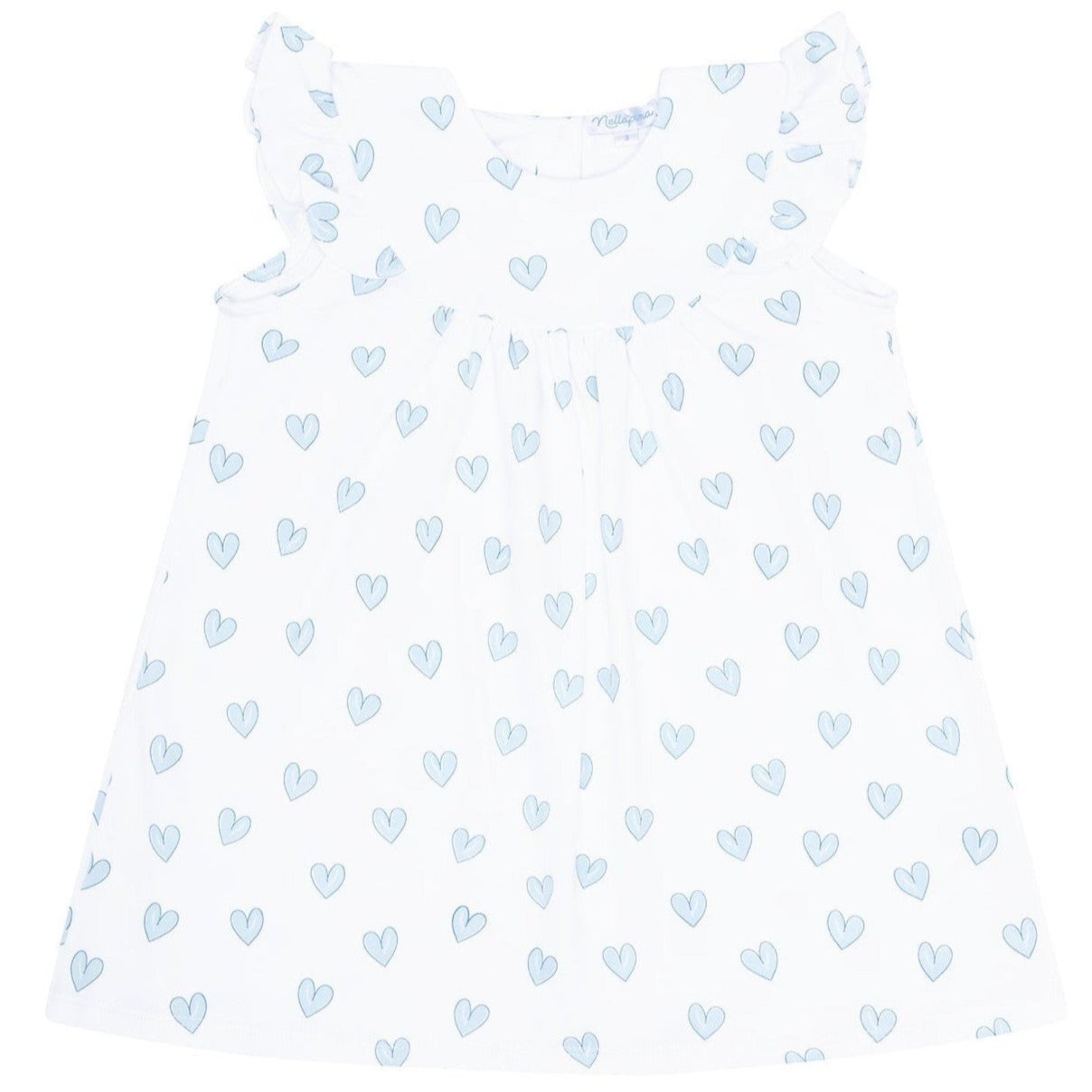 Blue Heart Print Scoop Neck Dress - HoneyBug 