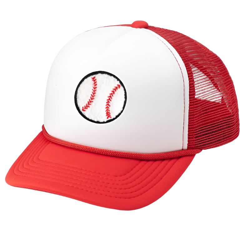 Baseball Patch Trucker Hat - Red/White