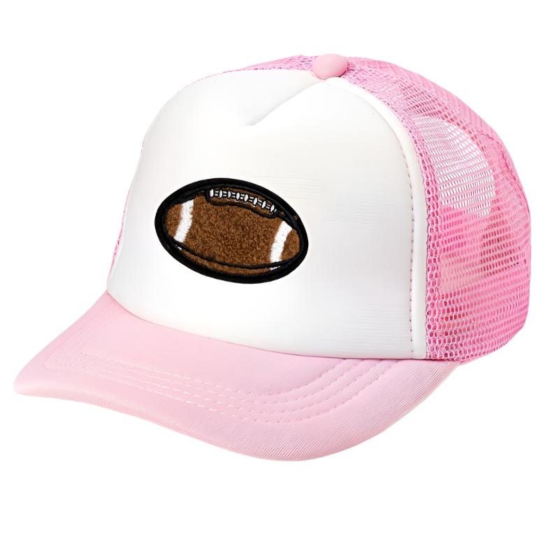 Football Patch Trucker Hat - Pink/White