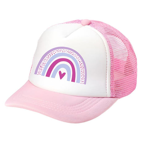 Rainbow Heart Trucker Hat - Pink/White - HoneyBug 