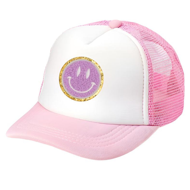 Smile Patch Trucker Hat - Pink/White - HoneyBug 