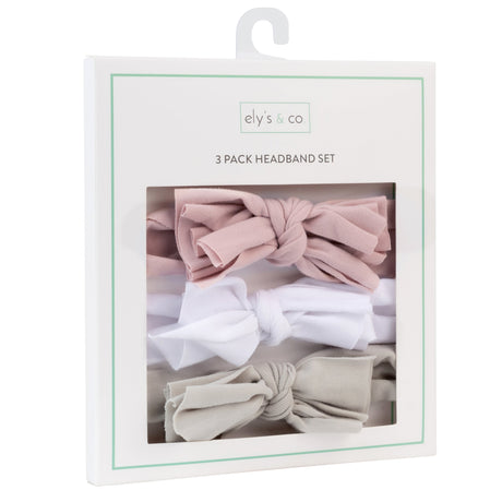 3 Pack Headband Set - Mauve Lavender, Grey & White - HoneyBug 