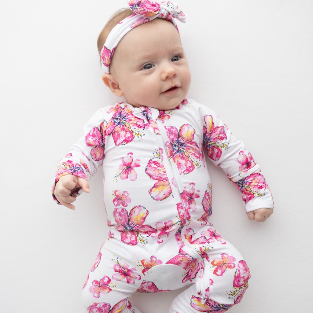 Hibiscus Kiss Bamboo Coverall - HoneyBug 