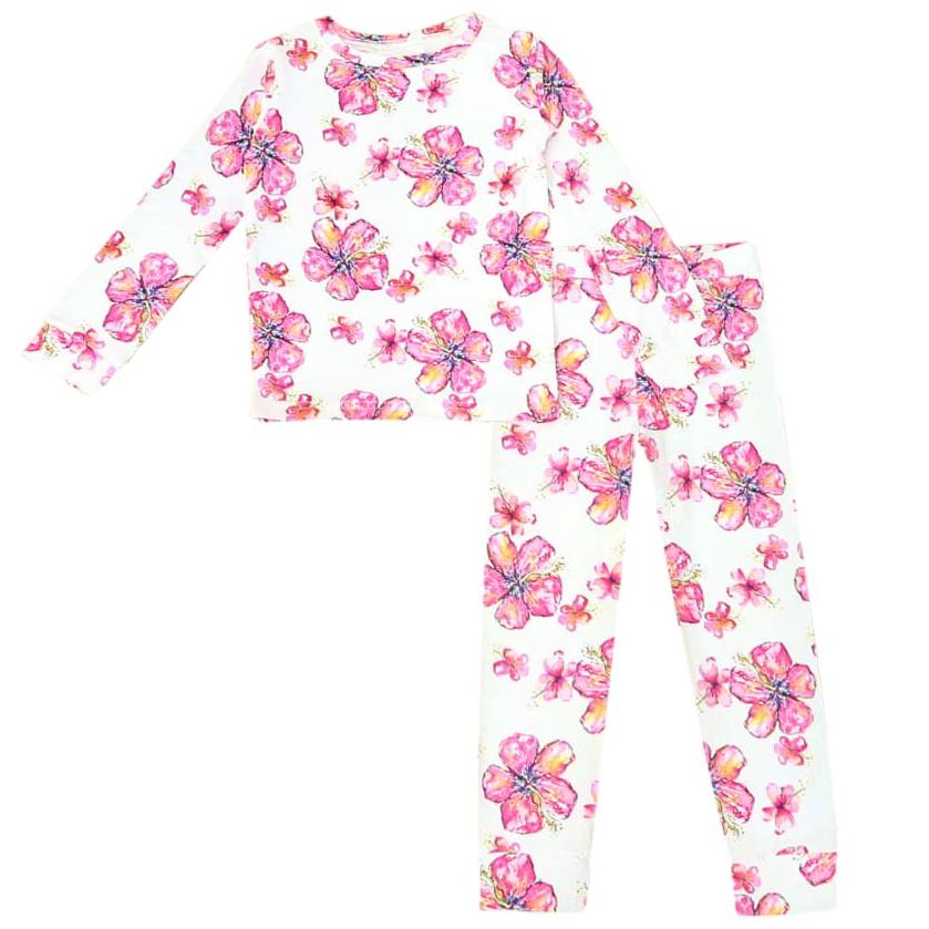 Hibiscus Kiss Long Bamboo Pajamas