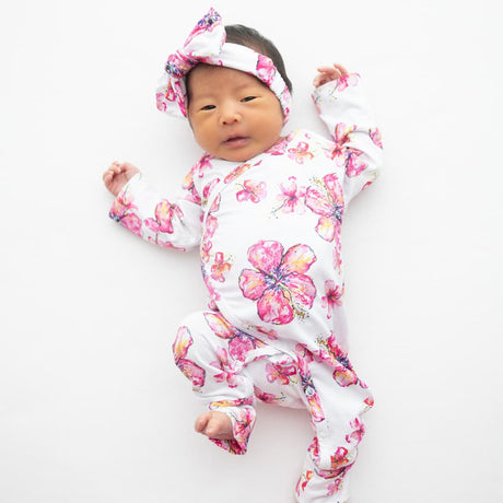 Hibiscus Kiss Bamboo Newborn Coverall - HoneyBug 