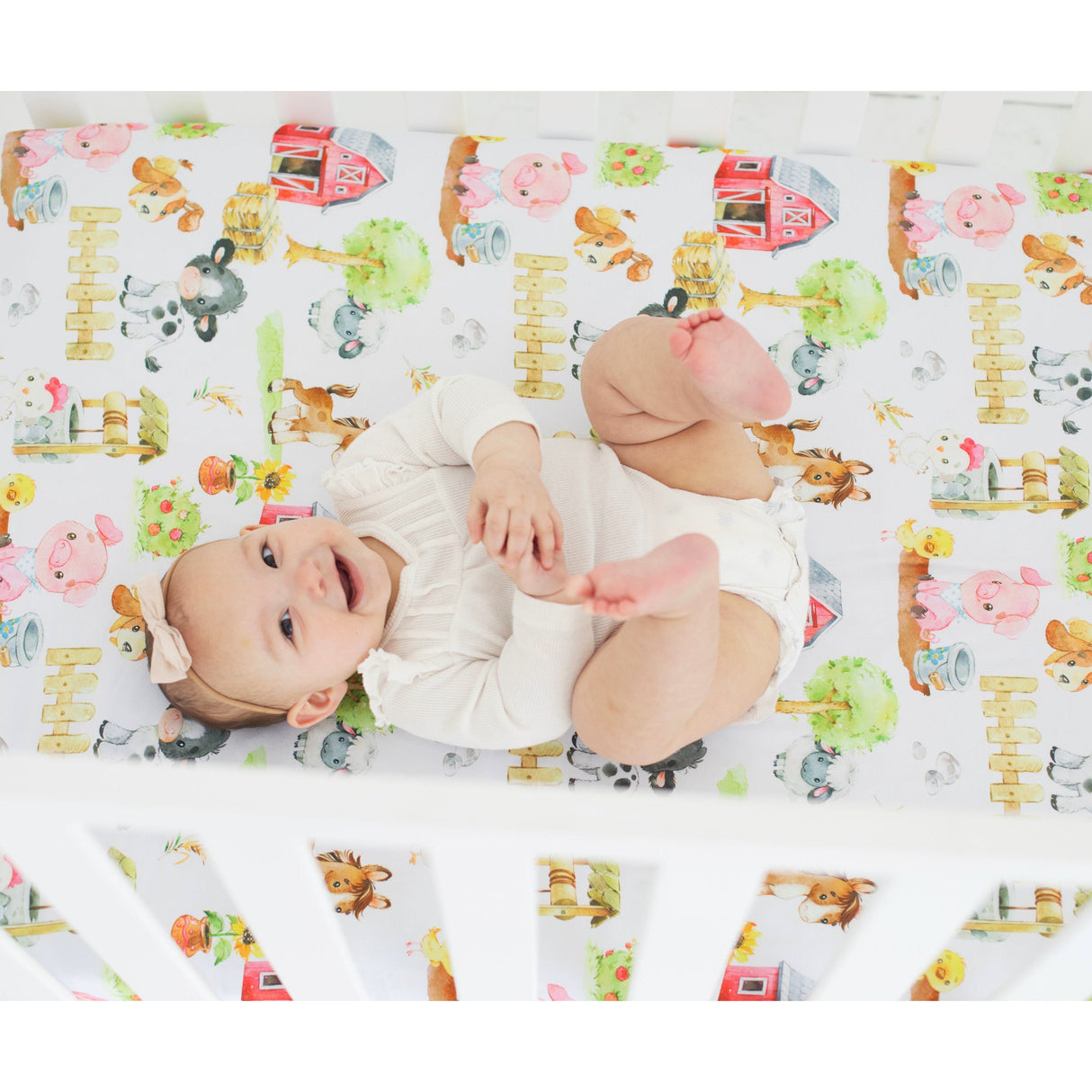 Fitted Crib Sheet - Farm Animals