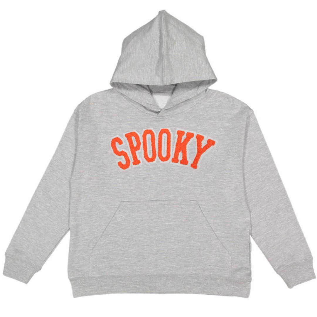 Spooky Patch Halloween Youth Hoodie - Gray