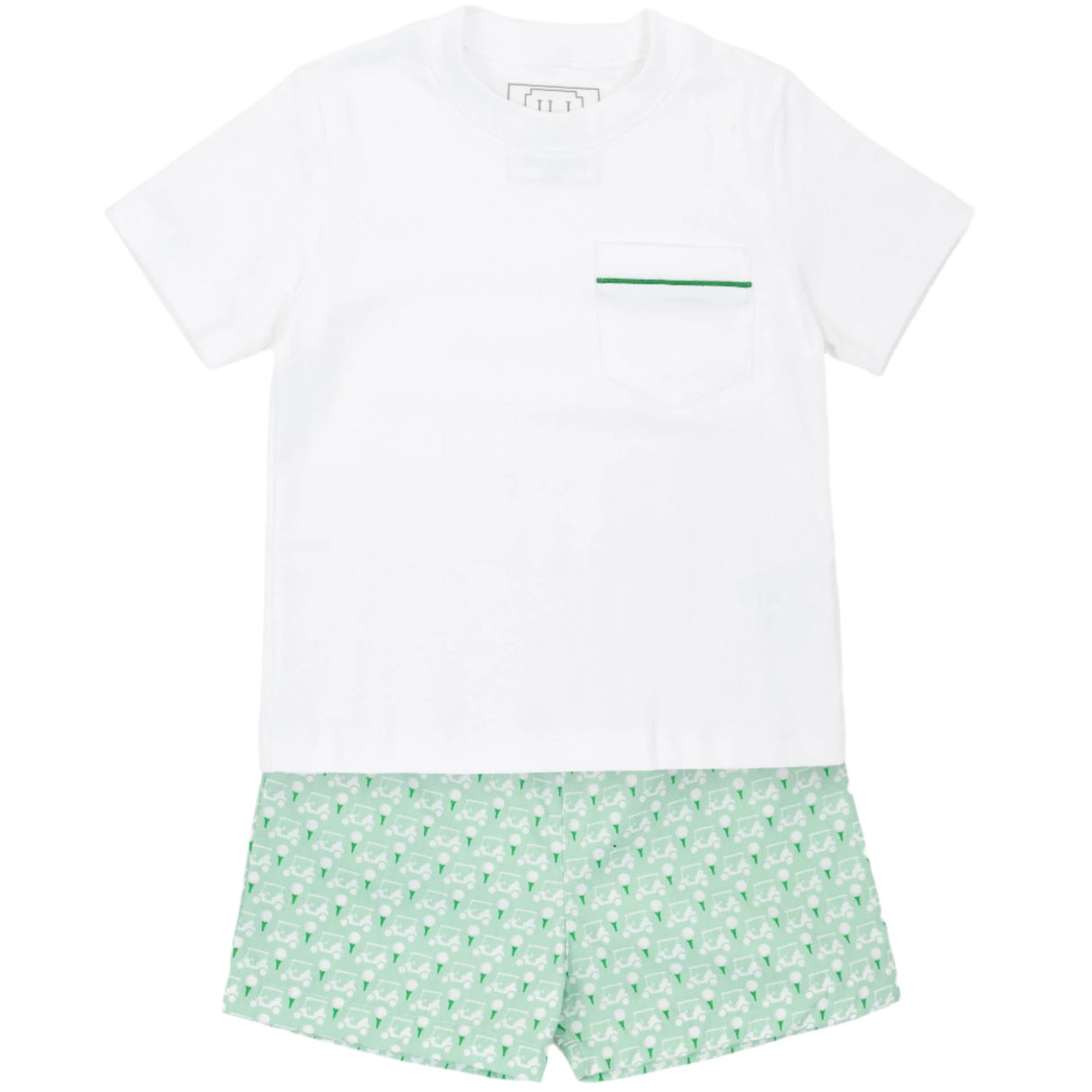 Hudson Boys' Pima Cotton Short Set - Golf Putting Green - HoneyBug 