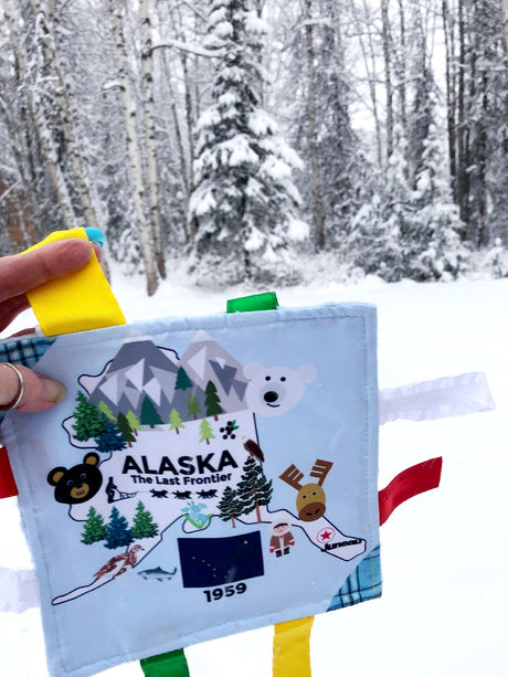 Alaska State Tag Toy Crinkle Square That Teaches Facts