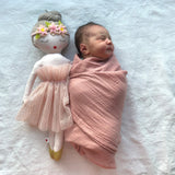 Cotton Muslin Swaddle Blanket - Dusty Rose