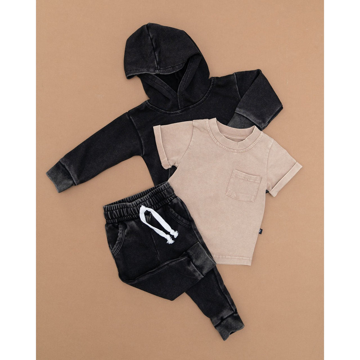 Onyx Stonewash Kids Hoodie - HoneyBug 