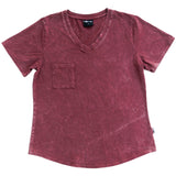 MAMA V-NECK- Oxblood Snow Wash