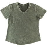 MAMA V-NECK- Moss Snow Wash