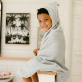 Hooded Towel & Washcloth - Misty Blue