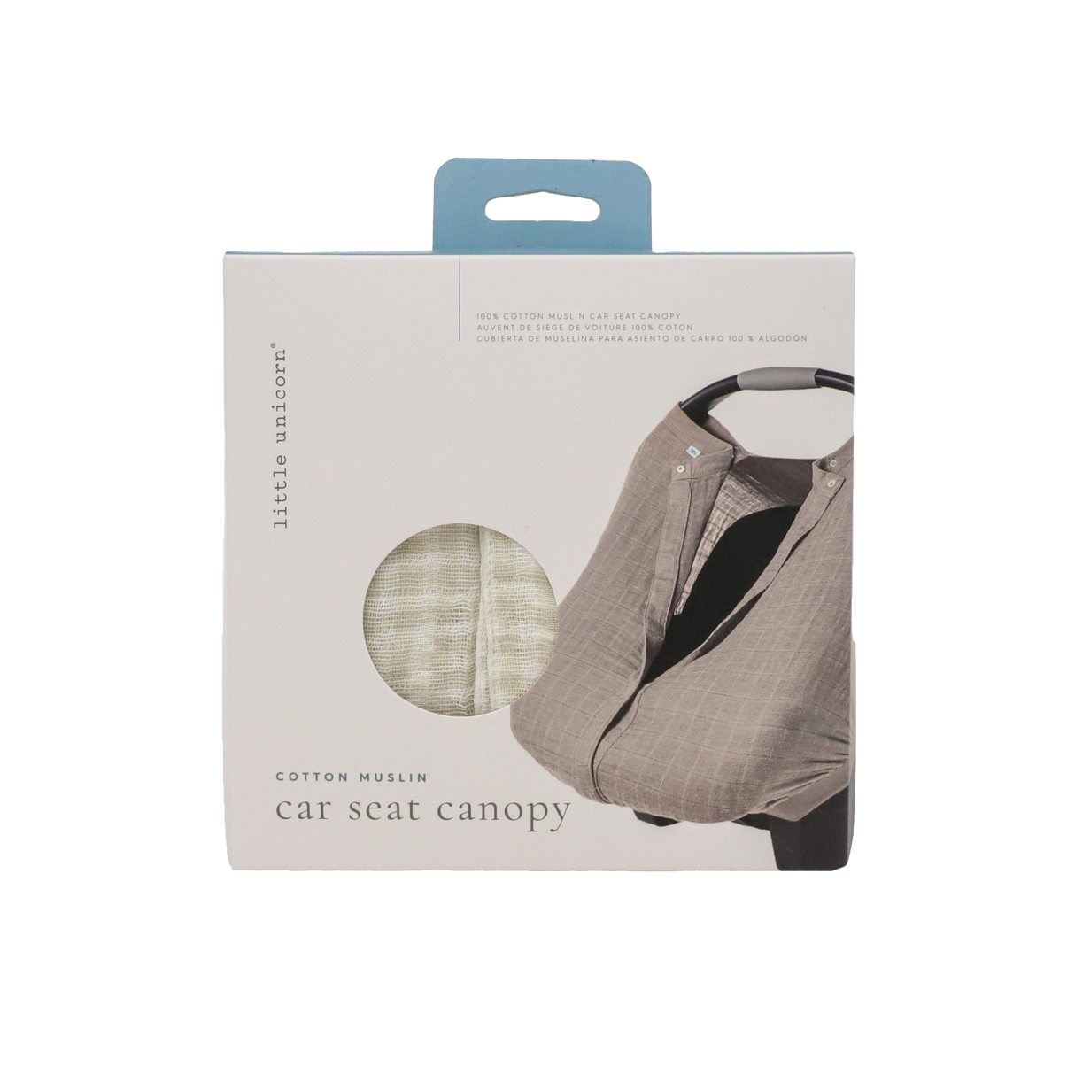 Cotton Muslin Car Seat Canopy - Tan Gingham