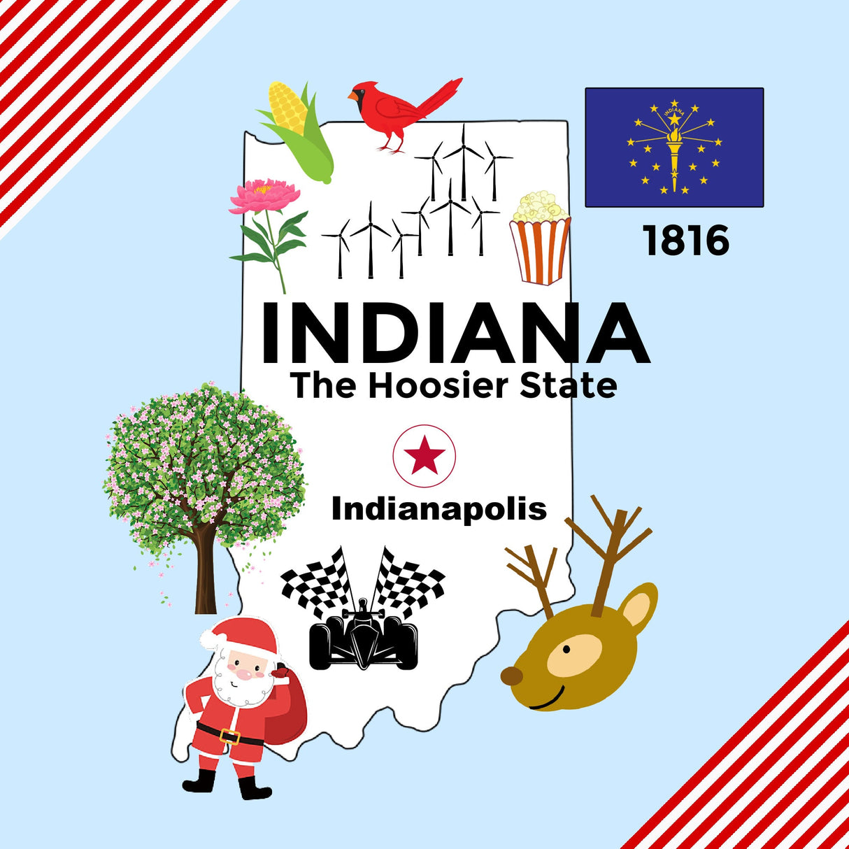 Indiana State Tag Toy Crinkle Square That Teaches Facts