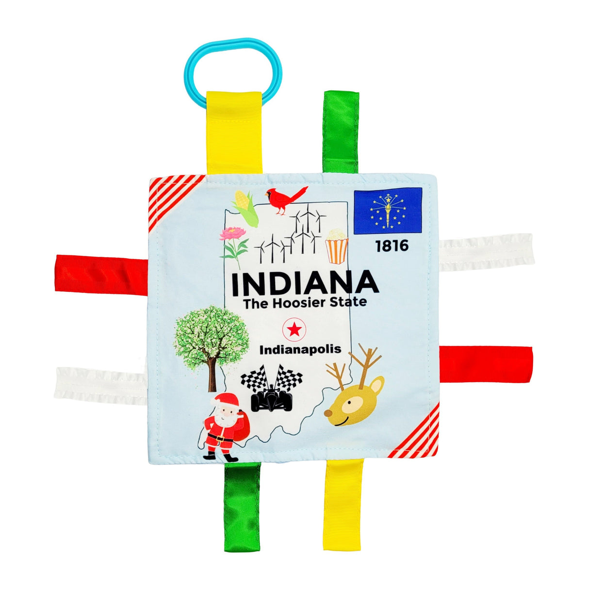 Indiana State Tag Toy Crinkle Square That Teaches Facts