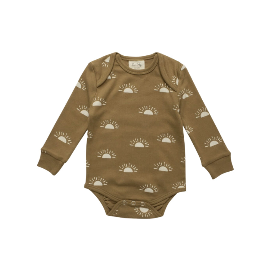 Organic Baby Long Sleeve Bodysuit - Sun - HoneyBug 