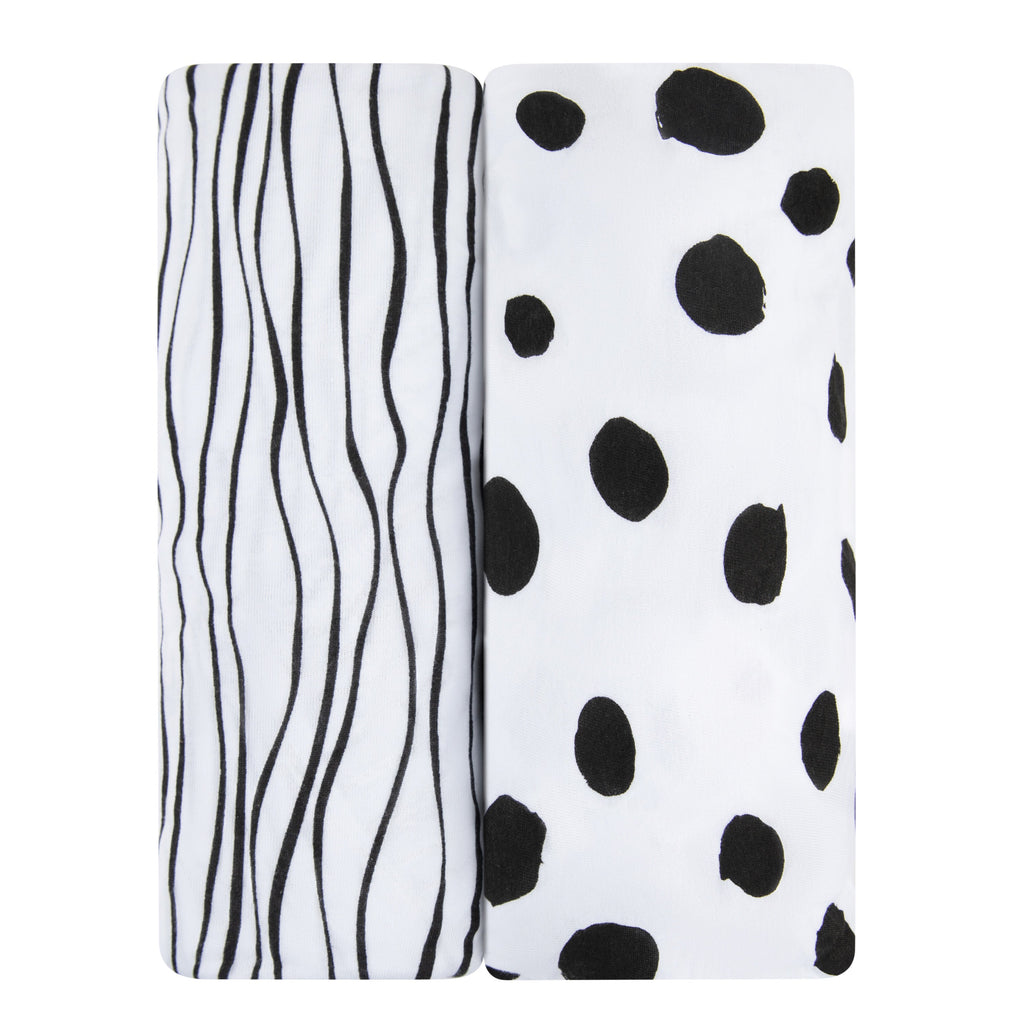 Changing Pad Cover | Cradle Sheet Set - Black & White Abstract - HoneyBug 
