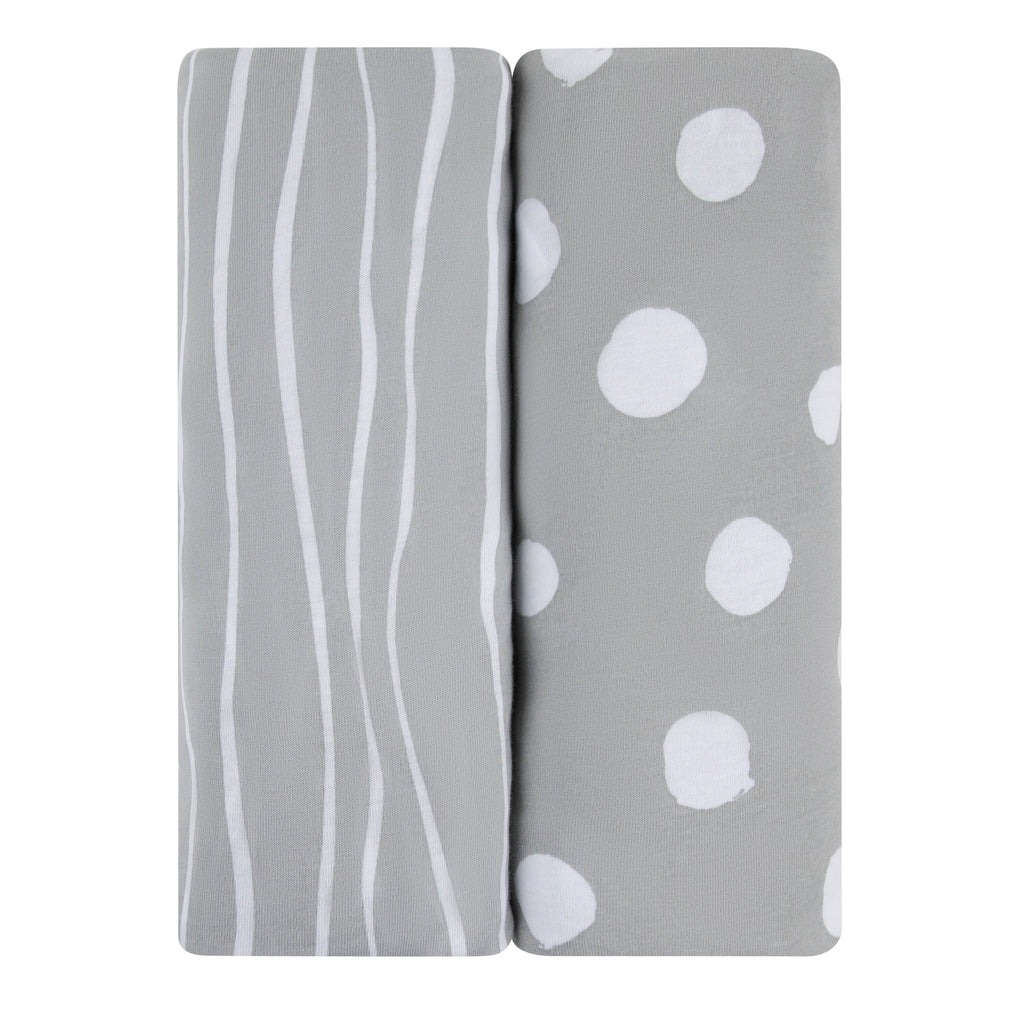 Changing Pad Cover | Cradle Sheet Set - Grey & White Abstract - HoneyBug 