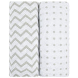 Waterproof Pack N Play I Portable Crib Sheet Set - Grey Chevron