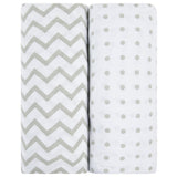 Waterproof Crib Sheet Set - Grey Chevron & Polka Dot