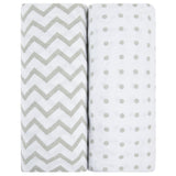 Waterproof Changing Pad Cover | Cradle Sheet Set - Grey Chevron & Polka Dot