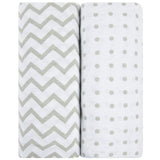 Waterproof Bassinet Sheet Set - Grey Chevron & Polka Dot