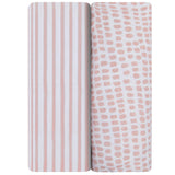 Waterproof Changing Pad Cover | Cradle Sheet Set - Mauve Stripes & Splash