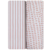 Waterproof Bassinet Sheet Set - Mauve Pink Stripes & Splash - HoneyBug 