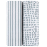 Waterproof Bassinet Sheet Set - Misty Blue Stripes & Splash - HoneyBug 