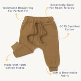 Organic Baby Toddler Jogger Pants - Tan