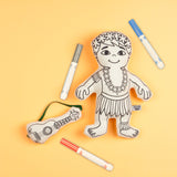 Kiboo Kids: Hula Boy with Mini Ukulele - Colorable and Washable Doll for Creative Play - HoneyBug 