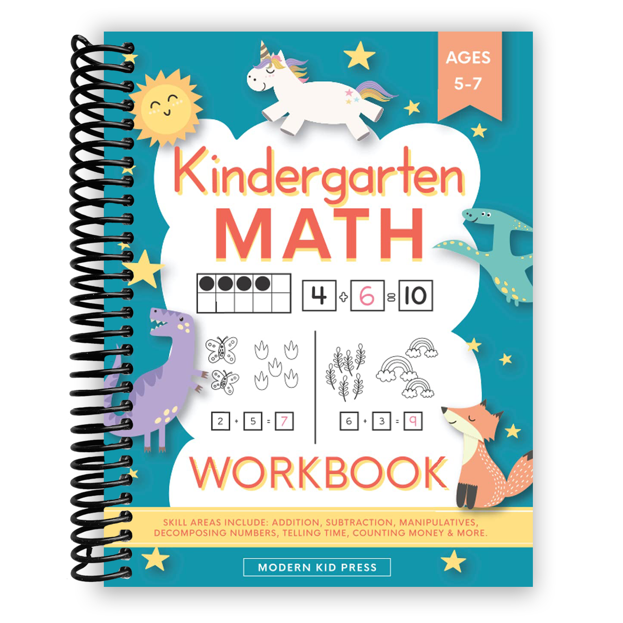 Kindergarten Math Workbook: Kindergarten and 1st Grade Workbook Age 5-7 | Homeschool Kindergarteners | Addition and Subtraction Activities + Worksheets (Spiral Bound)