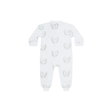 Blue Lamb Print Zipper Footie - HoneyBug 