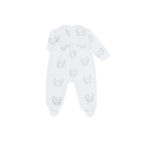 Blue Lamb Print Smocked Footie - HoneyBug 