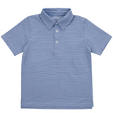 Will Boys' Golf Performance Polo Shirt - Blue Stripes - HoneyBug 