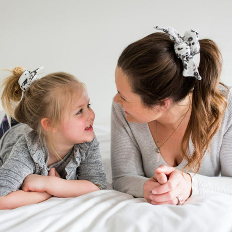 Mommy + Me Scrunchies Set - Black Floral - HoneyBug 