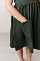 Army Green Ruffle Twirl Dress