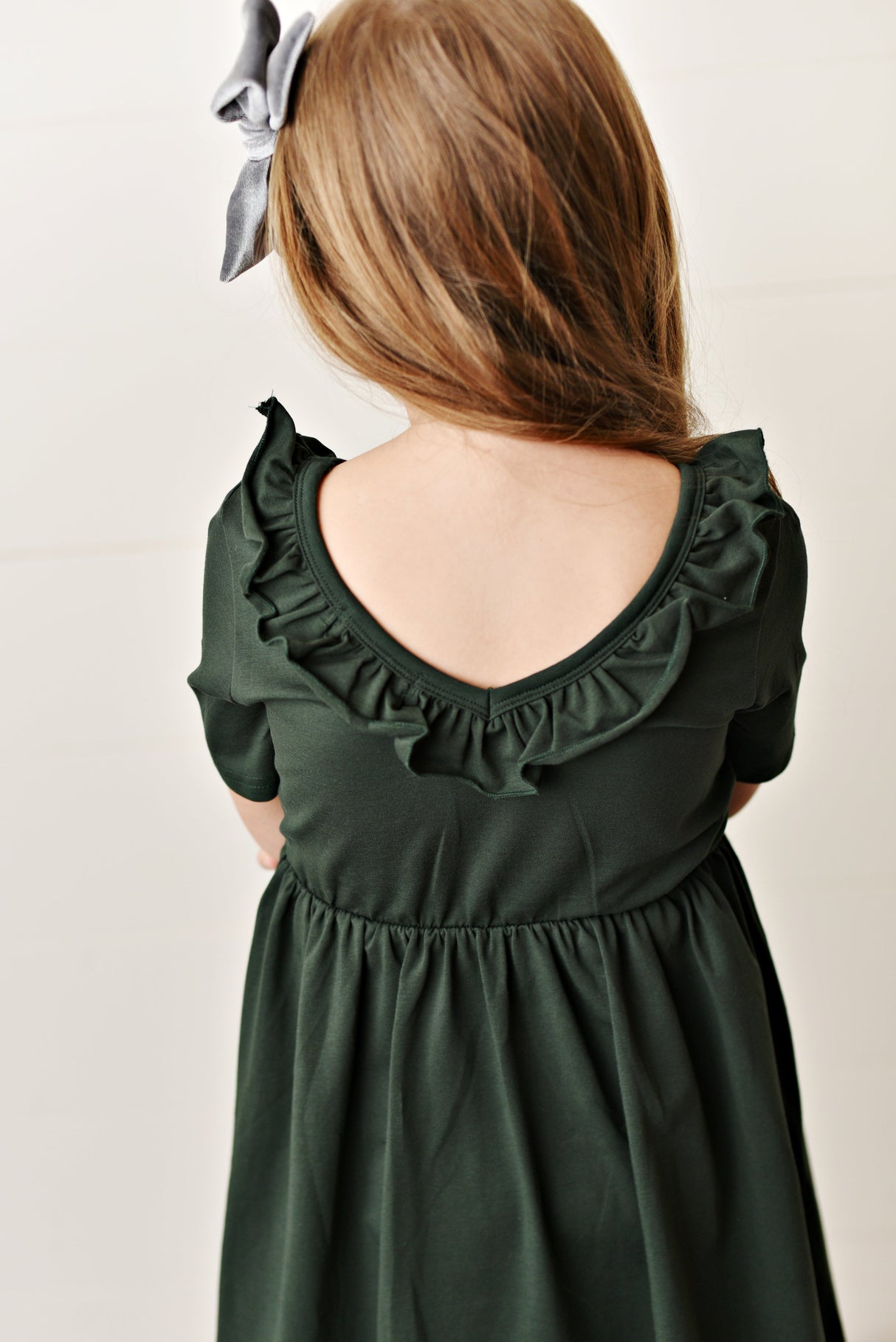 Army Green Ruffle Twirl Dress